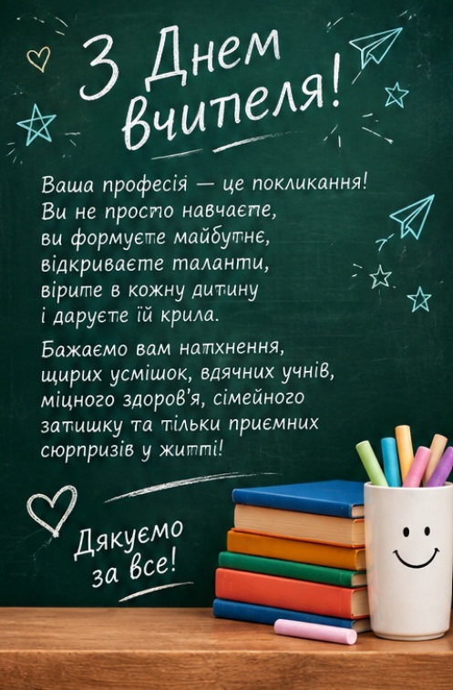 листівка з днем вчителя